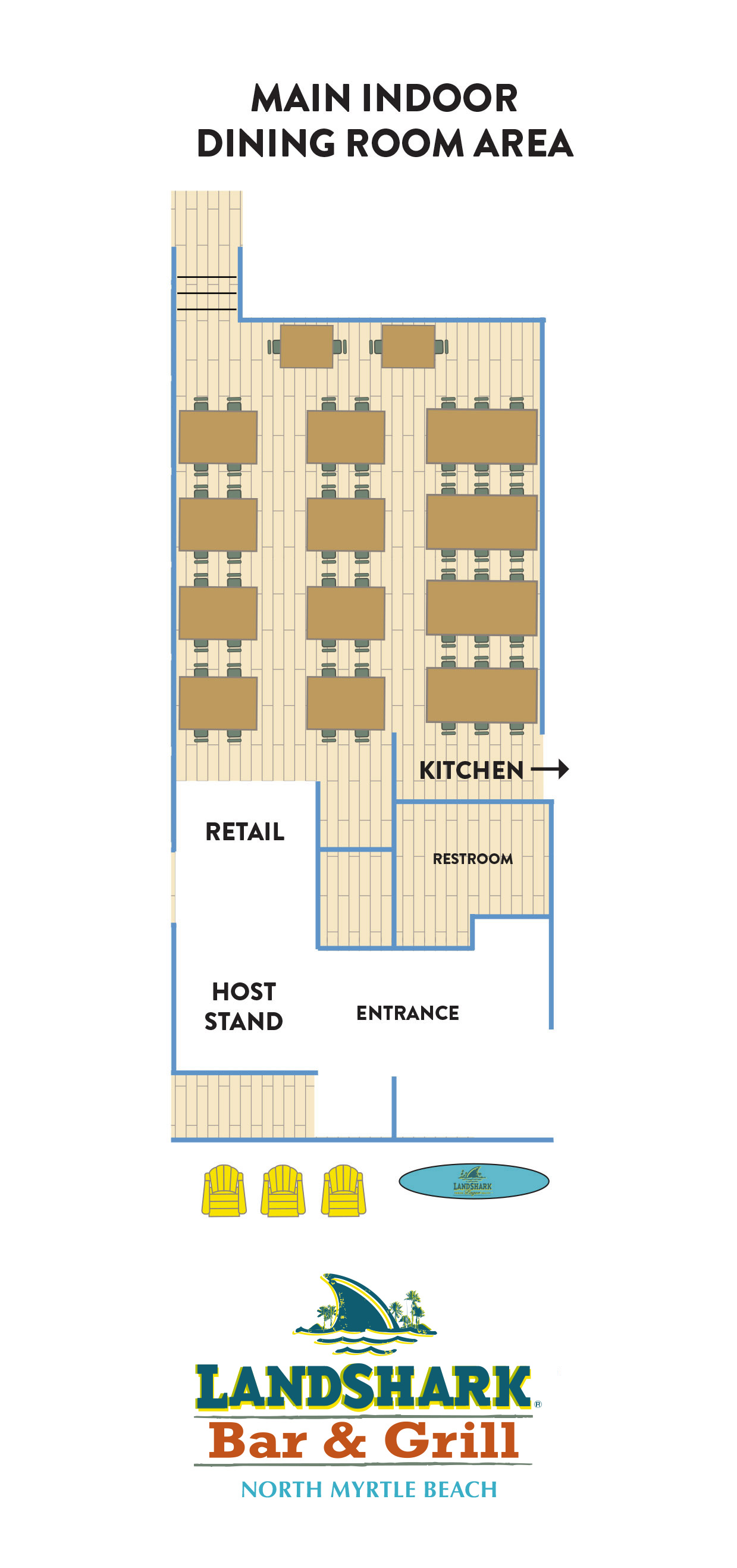 A image with a floor plan for main dining area of the property. Visually impaired customers please call for assistance.